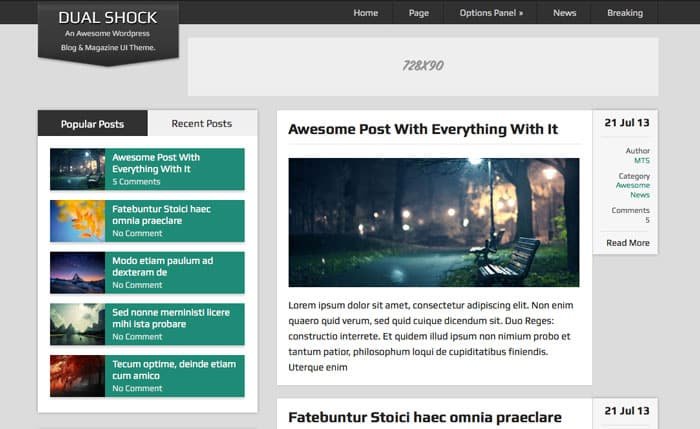 DualShock Free WordPress Theme