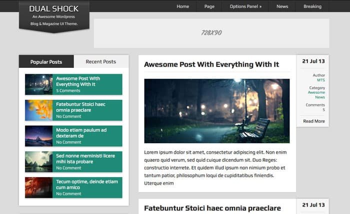 DualShock Free Wordpress Theme