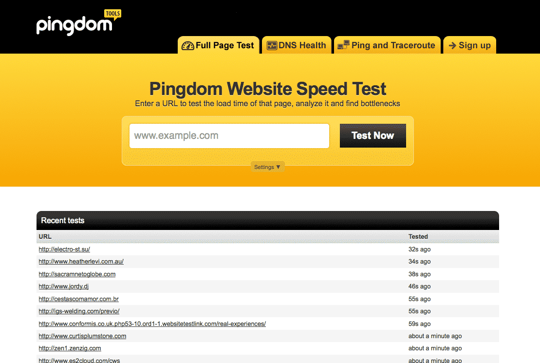 Test website. Тест DNS. Pingdom.