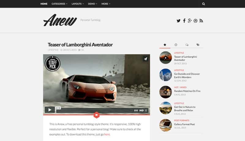 Anew free Wordpress Theme