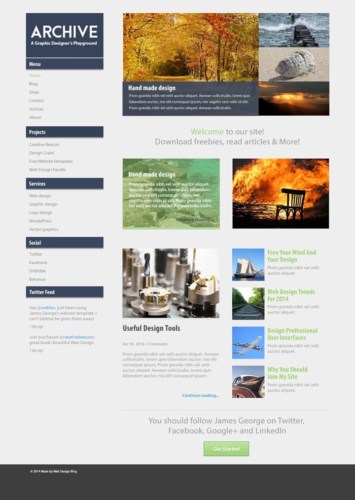 Archive Free Photoshop Website Template