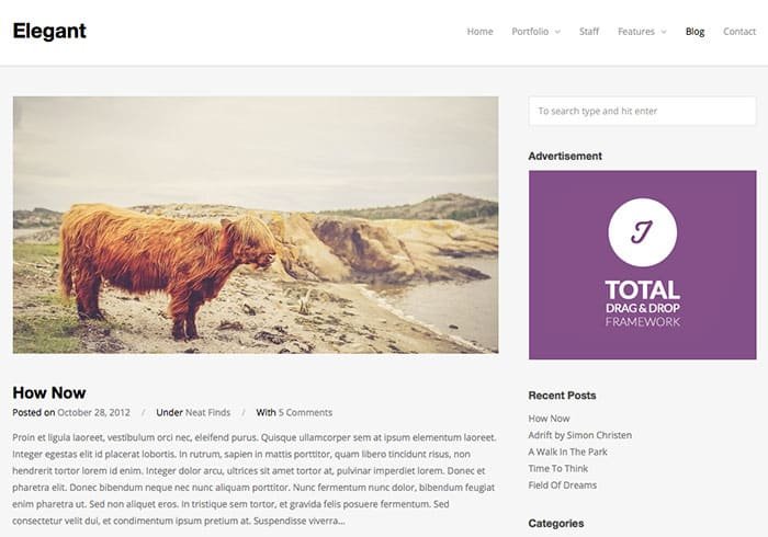 Elegant free wordpress theme blog